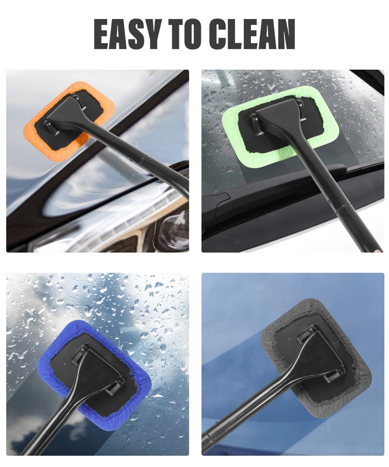RACOONA Windshield Cleaning Tool,Car Cleaning Window Tool,Car Window Cleaner Tool,Car Accessories Car Window Cleaner with Unbreakable Extendable Handle and Microfiber Cloth for Auto Glass Wiper Car - Image 5